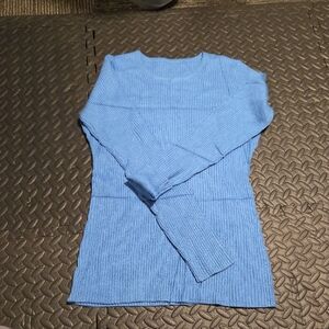 Elegant Blue Women's Crew Neck Sweater